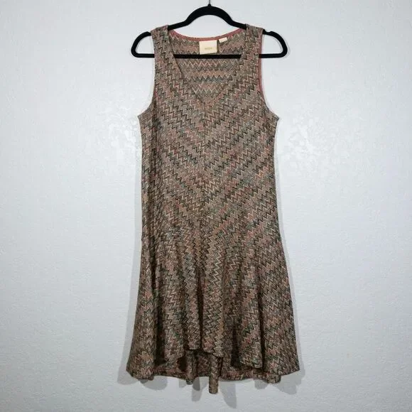 Maeve x Anthropologie Orange Knit Chevron Dress‎ Size Small - Picture 2 of 7